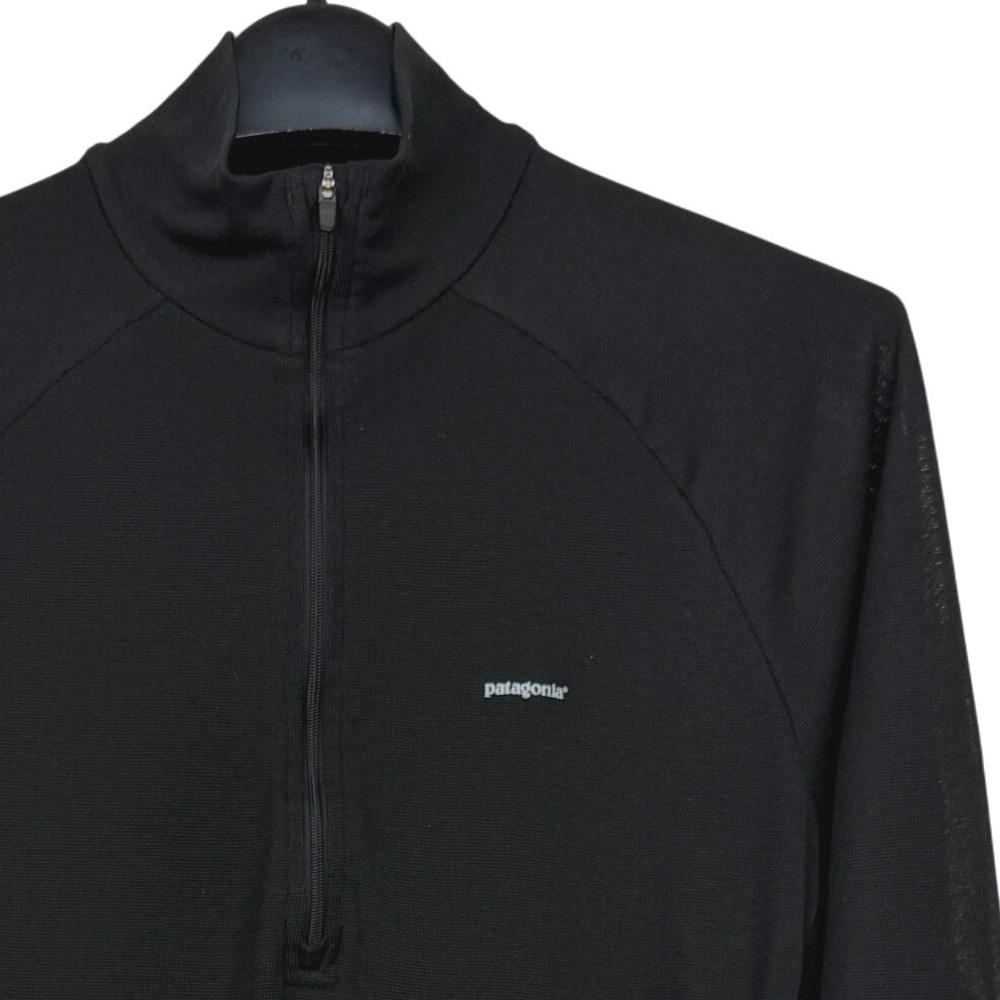 Patagonia Capilene 2 Mens Medium QUARTER ZIP Base Layer Pullover Top Black 1/4